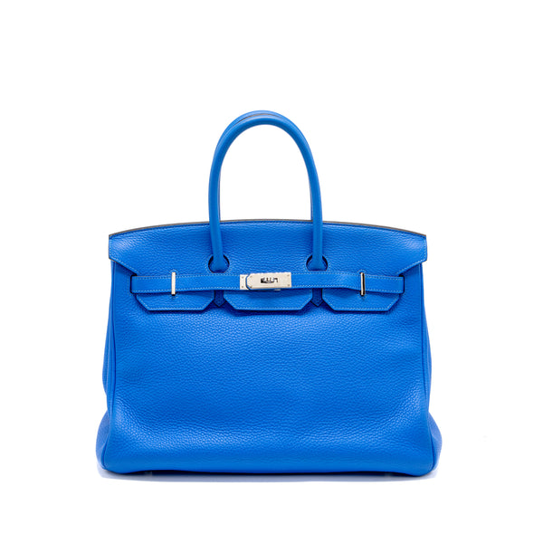 Hermes Birkin 35 Togo T7 Blue Hydra SHW Stamp Square P