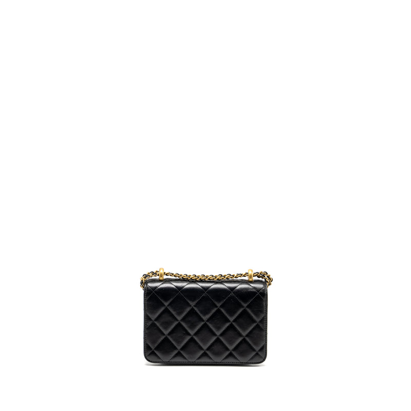 Chanel gold crush mini flap bag calfskin black GHW (microchip)