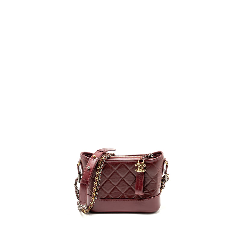 CHANEL Small Gabrielle Hobo Bag Calfskin Red Multicolour Hardware