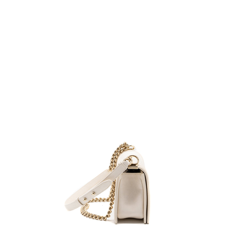 CHANEL MEDIUM LE BOY CAVIAR WHITE LGHW