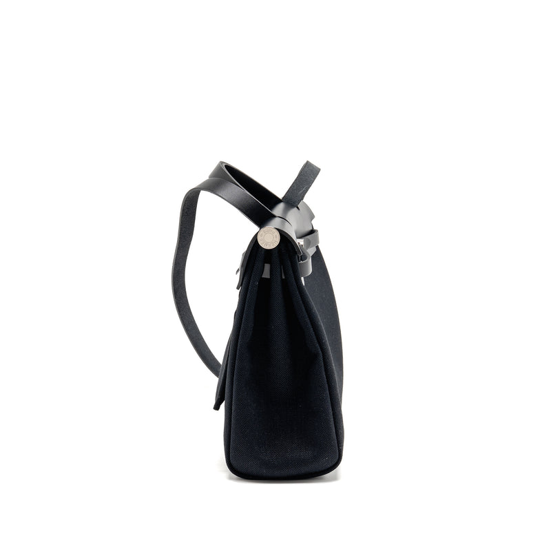 Hermes Herbag 31 Zip Bag canvas / hunter leather black SHW stamp B