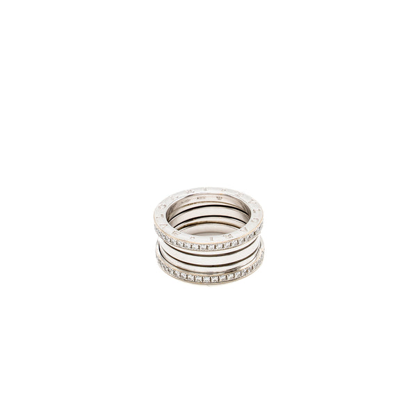 Bvlgari Size 57 B.zero1 Ring Four-Band White Gold With Diamonds