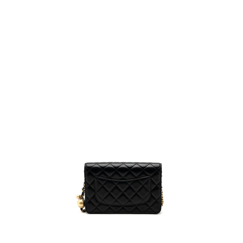 Chanel pearl crush wallet on chain lambskin BLACK GHW (microchip)