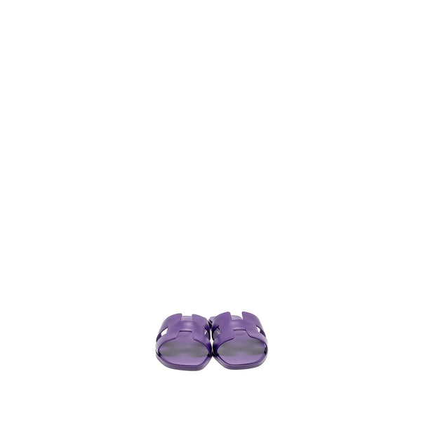 Hermes Size 38 Oran Sandal Calfskin Violet Majorett