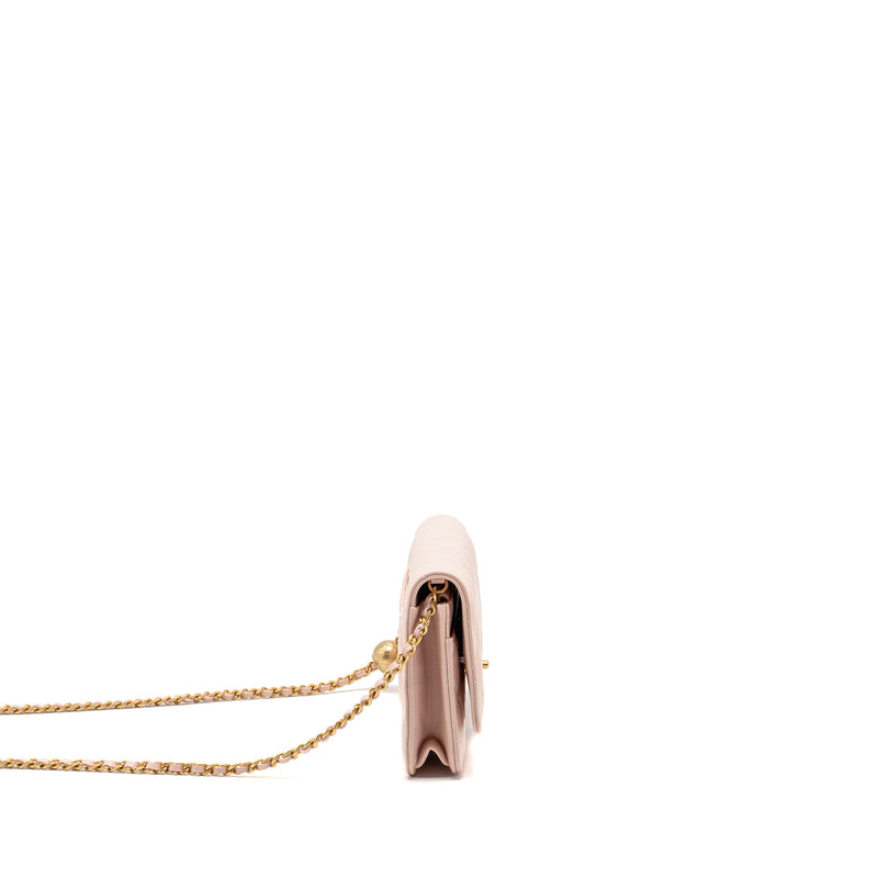 Chanel Pearl crush wallet on chain lambskin light pink GHW (Microchip)