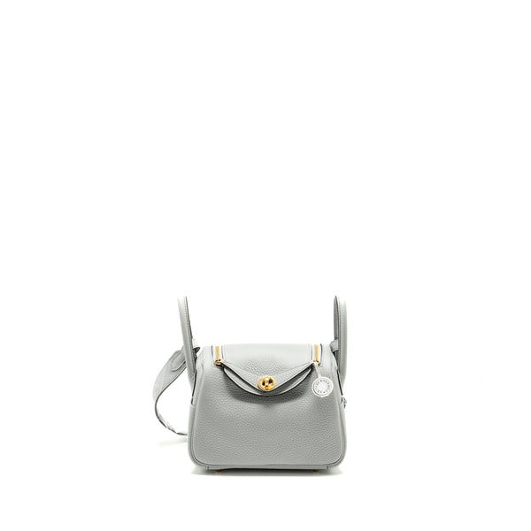 Hermes Mini Lindy Clemence Blue Pale GHW Stamp B