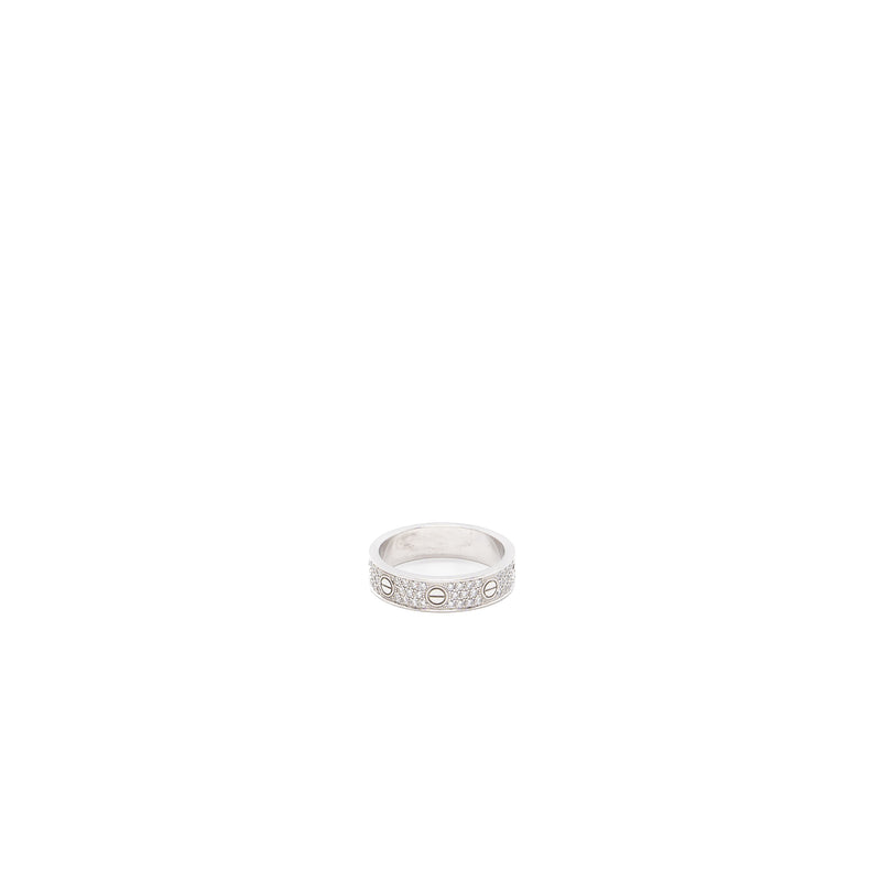 Cartier size 53 love wedding band white gold diamond paved