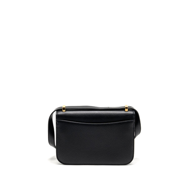 Prada Saffiano Leather Flap Shoulder Bag Calfskin Black GHW