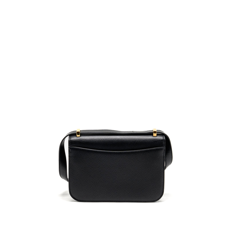 Prada Saffiano Leather Flap Shoulder Bag Calfskin Black GHW
