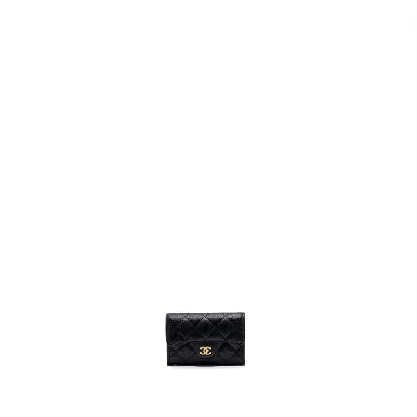 Chanel classic flap card holder caviar black GHW (microchip)