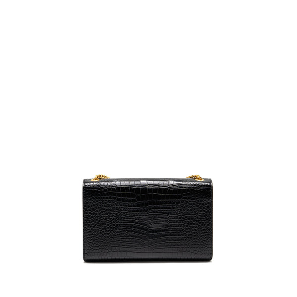 Saint Laurent/YSL Medium Kate Tassel Bag Croc-Embossed Calfskin Black GHW