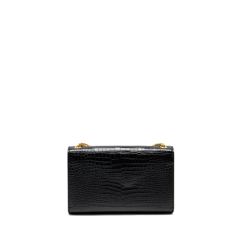 Saint Laurent/YSL Medium Kate Tassel Bag Croc-Embossed Calfskin Black GHW