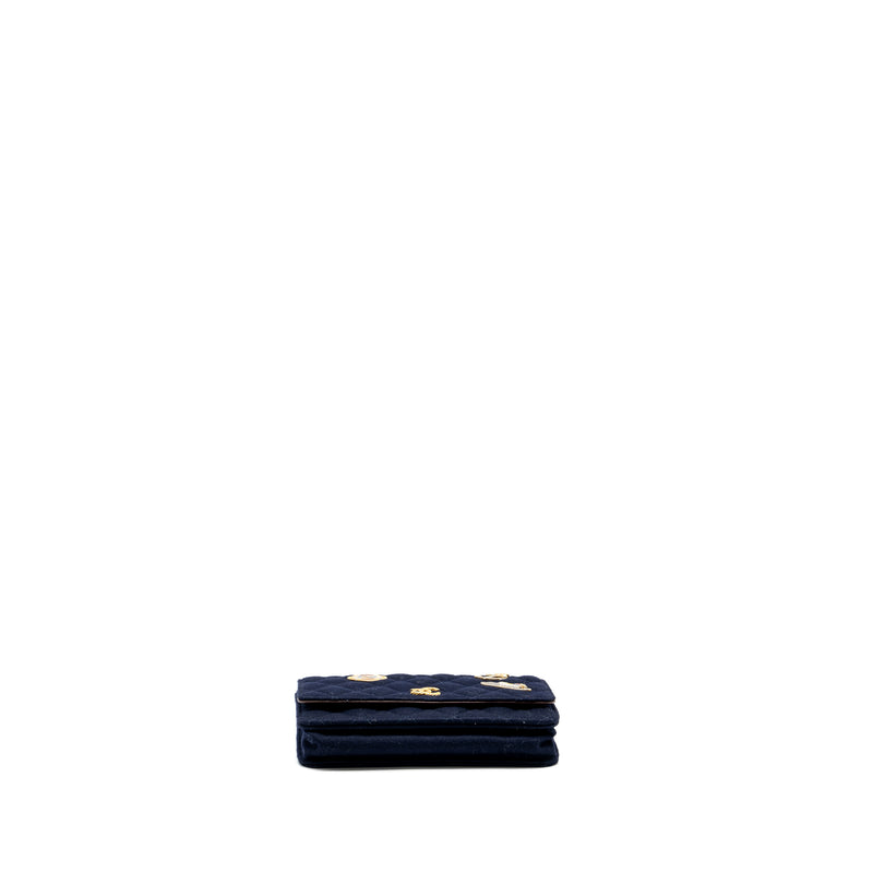 Chanel 18A charming navy Wallet on Chain wool/calfskin navy GHW