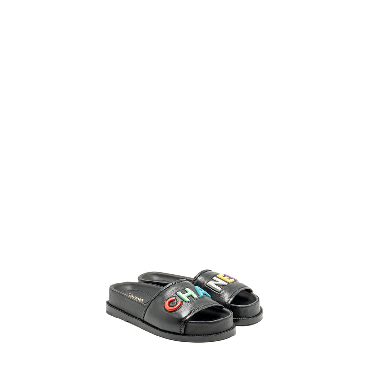 Chanel 22s Size 37 Sandals/Mules Lambskin Black Multicolour