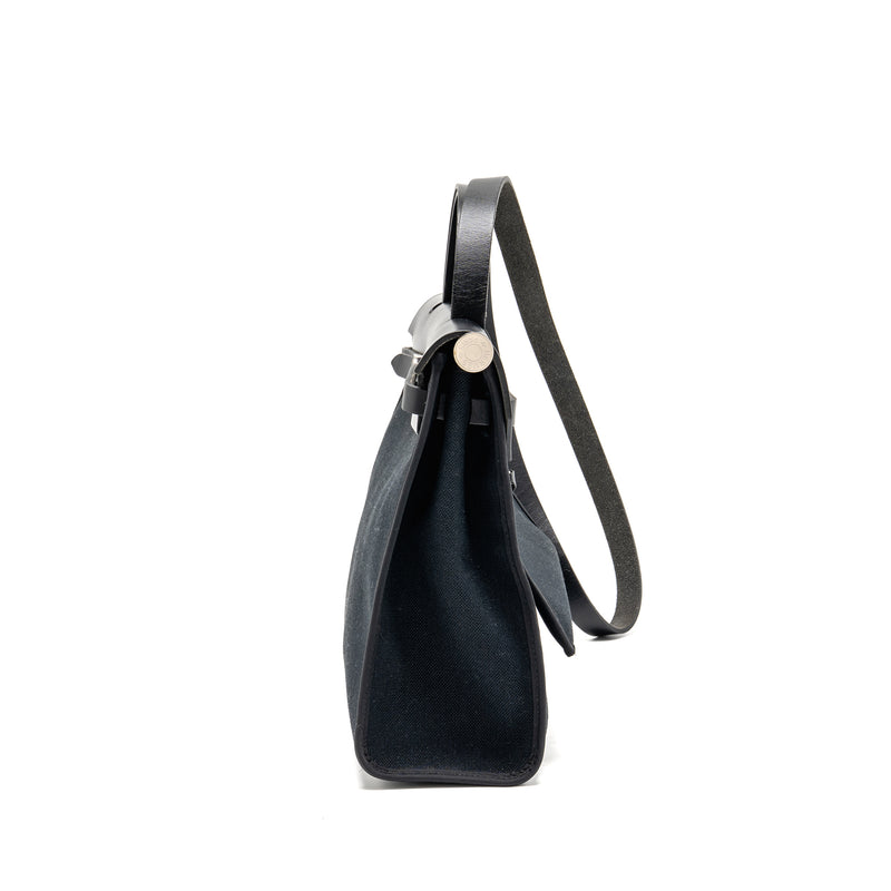 Hermes Herbag 31 zip bag canvas/ hunter leather black SHW stamp Y