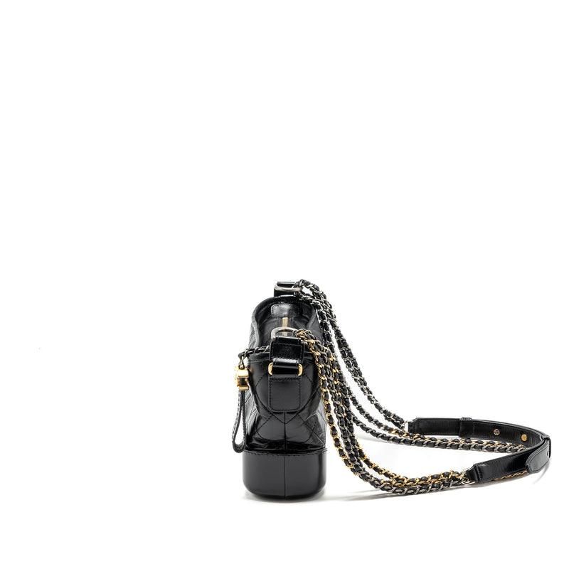Chanel Small Gabrielle Hobo Bag Aged Calfskin Black Multicolour Hardware