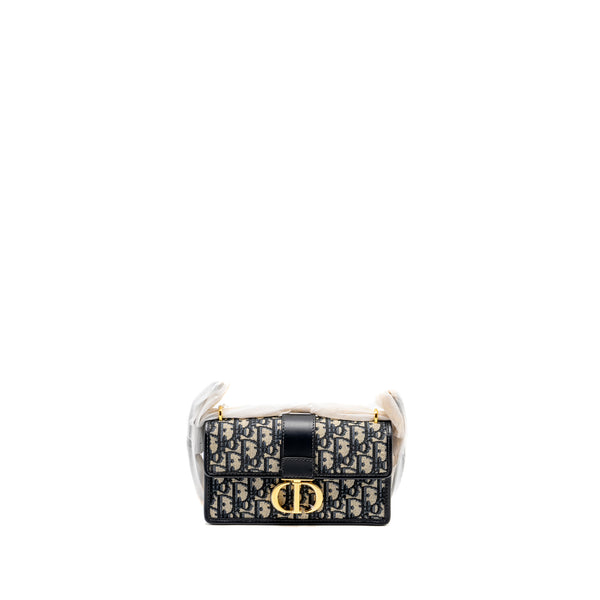 Dior 30 Montaigne East-West Bag with Chain Oblique Jacquard Blue GHW