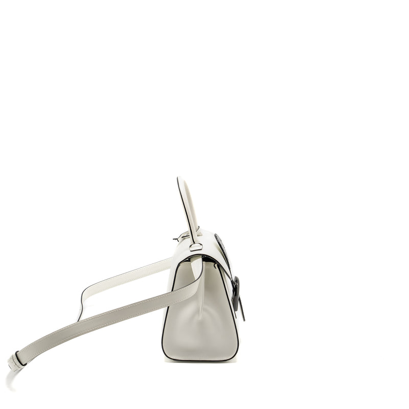 Delvaux Mini Brilliant Bag Calfskin/Galuchat White/Black with Black Hardware