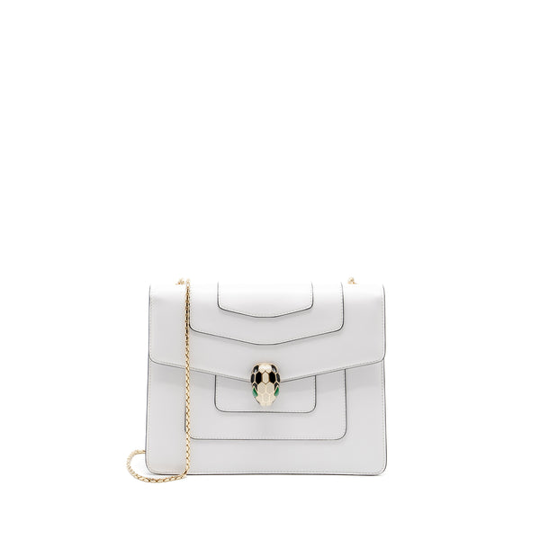 Bvlgari Serpenti Forever Chain Bag Calfskin White LGHW