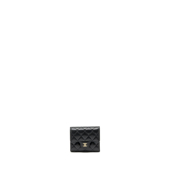 Chanel classic compact wallet caviar black LGHW (Microchip)