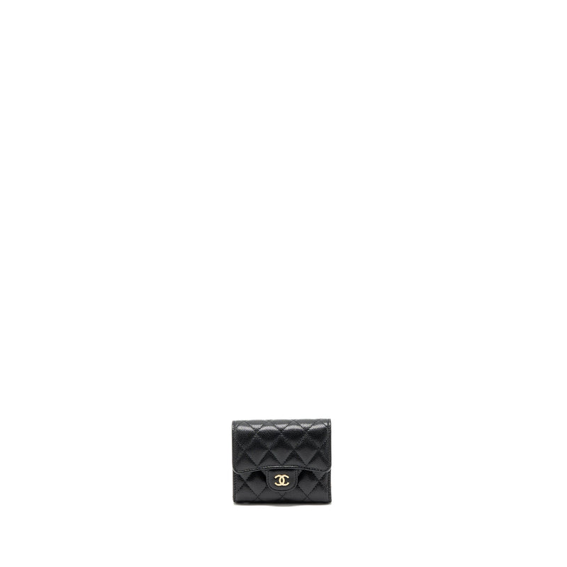 Chanel classic compact wallet caviar black LGHW (Microchip)