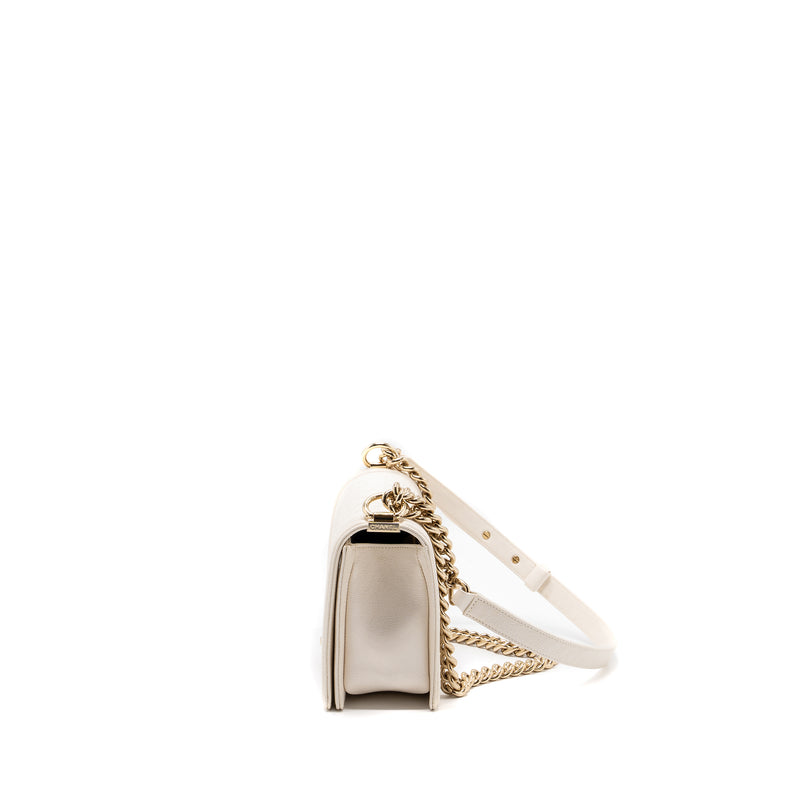 CHANEL MEDIUM LE BOY CAVIAR WHITE LGHW