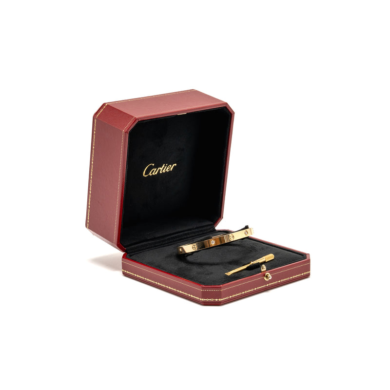 Cartier Size 19 Love Bracelet Classic Model Yellow Gold with 4 Diamonds