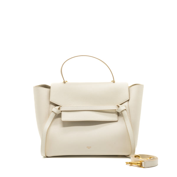 Celine Mini Belt Bag Grained Calfskin White GHW