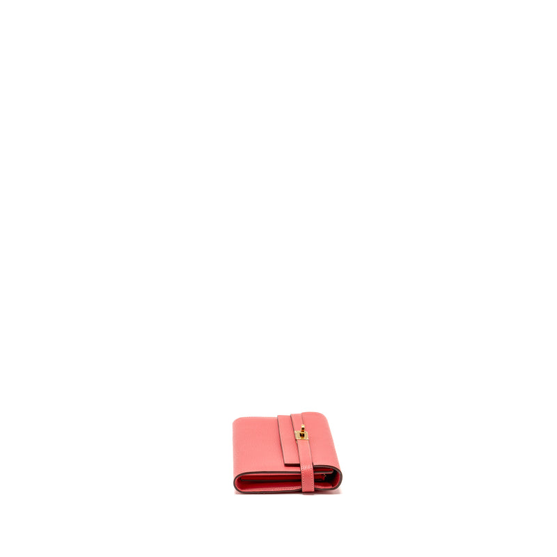 Hermes Kelly Long Wallet Chèvre Mysore Rose Lipstick GHW Stamp A