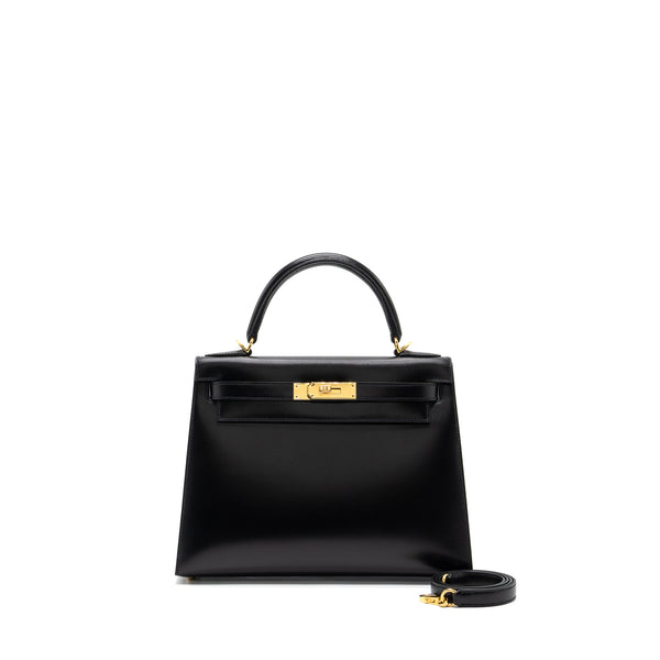 Hermes Kelly 28 Box Leather Black GHW Stamp Y