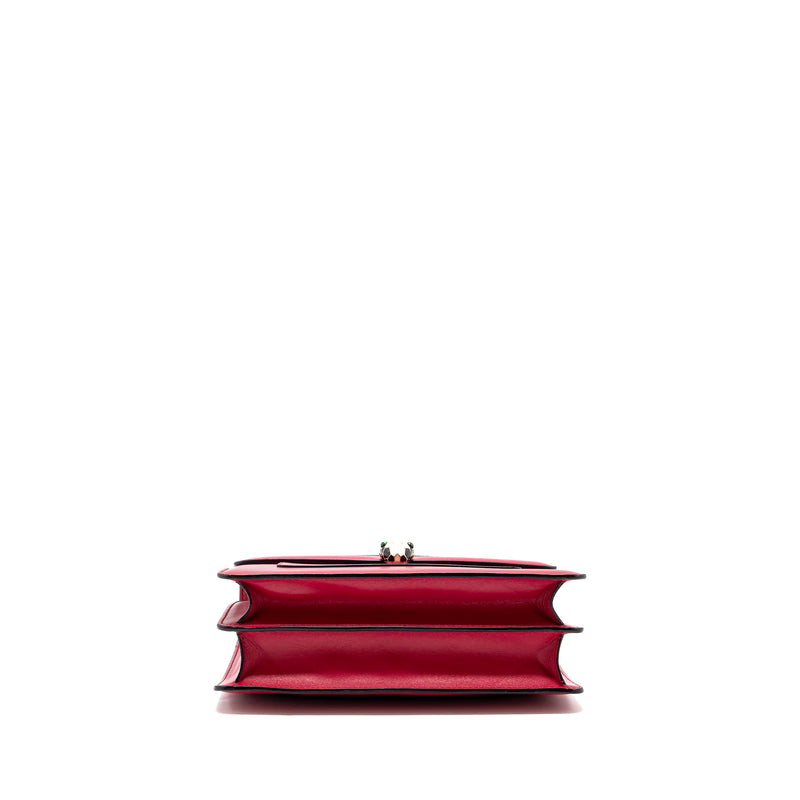 Bvlgari top handle serpenti flap bag calfskin dark pink LGHW