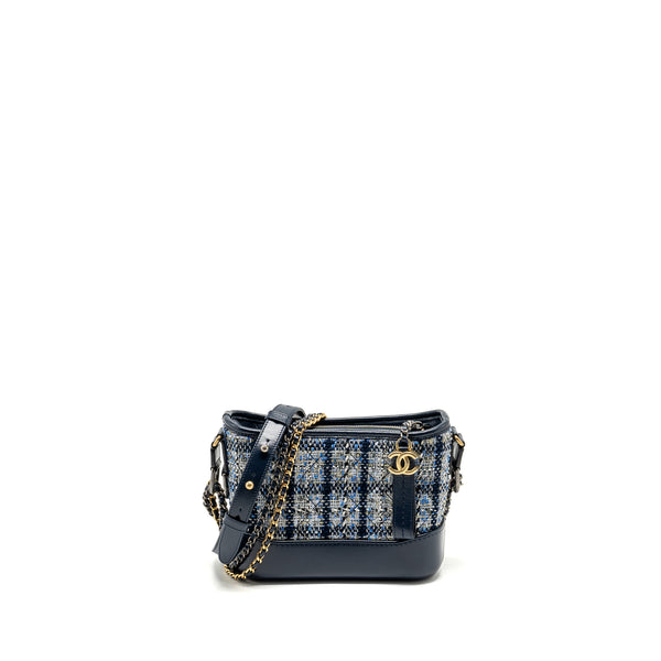 Chanel Small Gabrielle Hobo Bag Tweed Navy/Multicolour with Multicolour Hardware