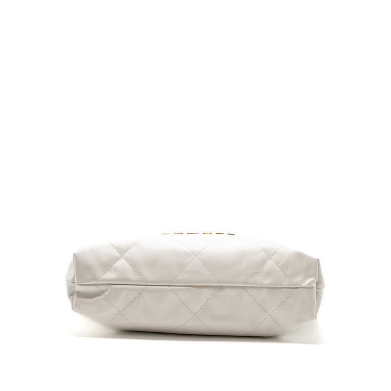 Chanel medium 22 bag calfskin white GHW (microchip)