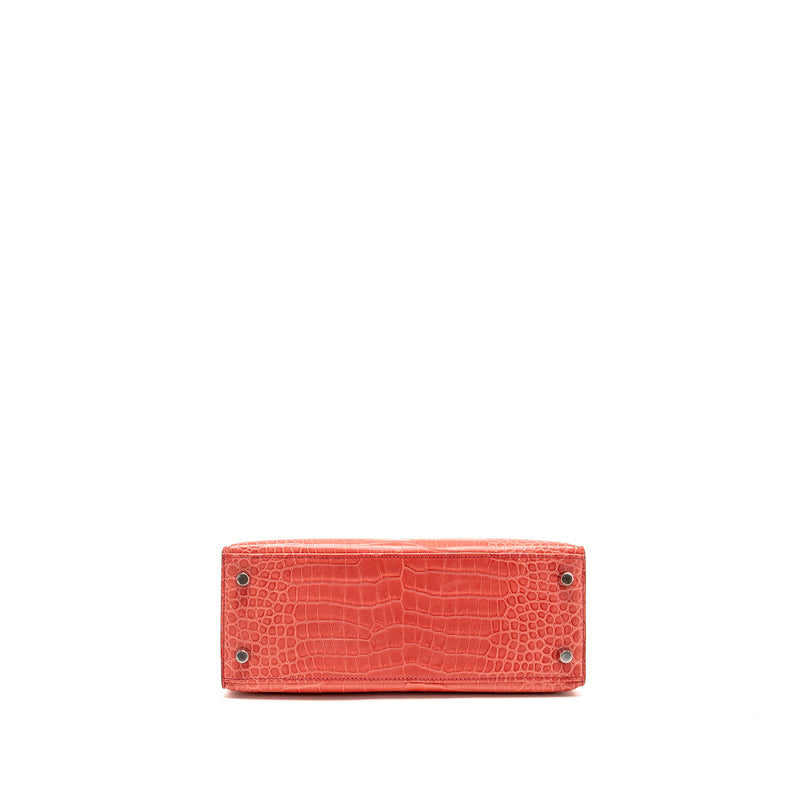 Hermes Kelly 25 Matt Crocodile Porous Bougainvillier SHW Stamp A