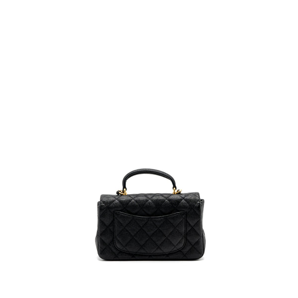 Chanel top handle mini rectangular flap bag grained calfskin black GHW