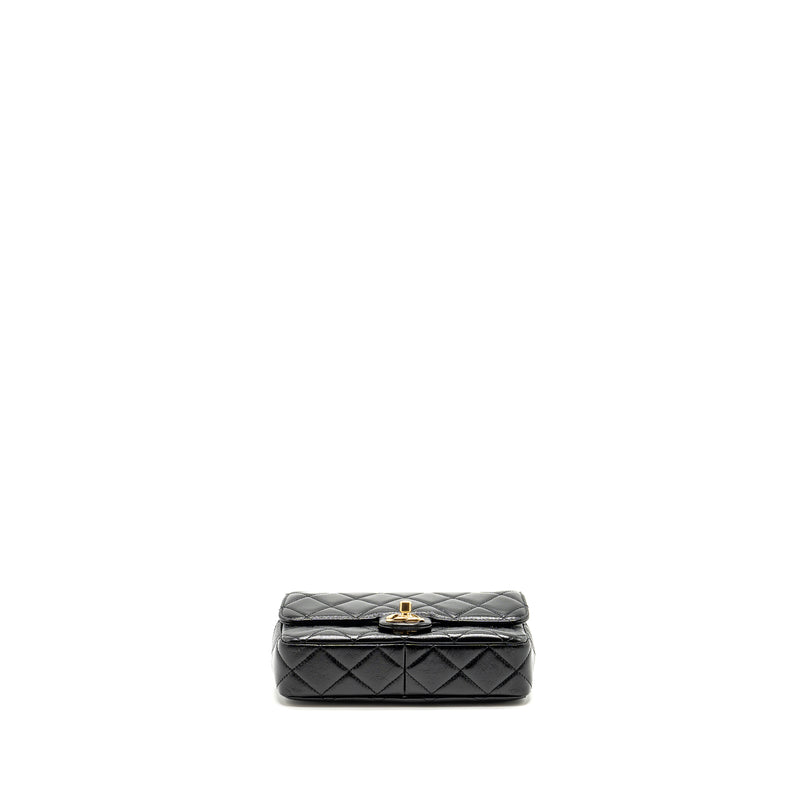 Chanel 24b Giant Chain Flap Shoulder Bag Lambskin Black GHW (Microchip)