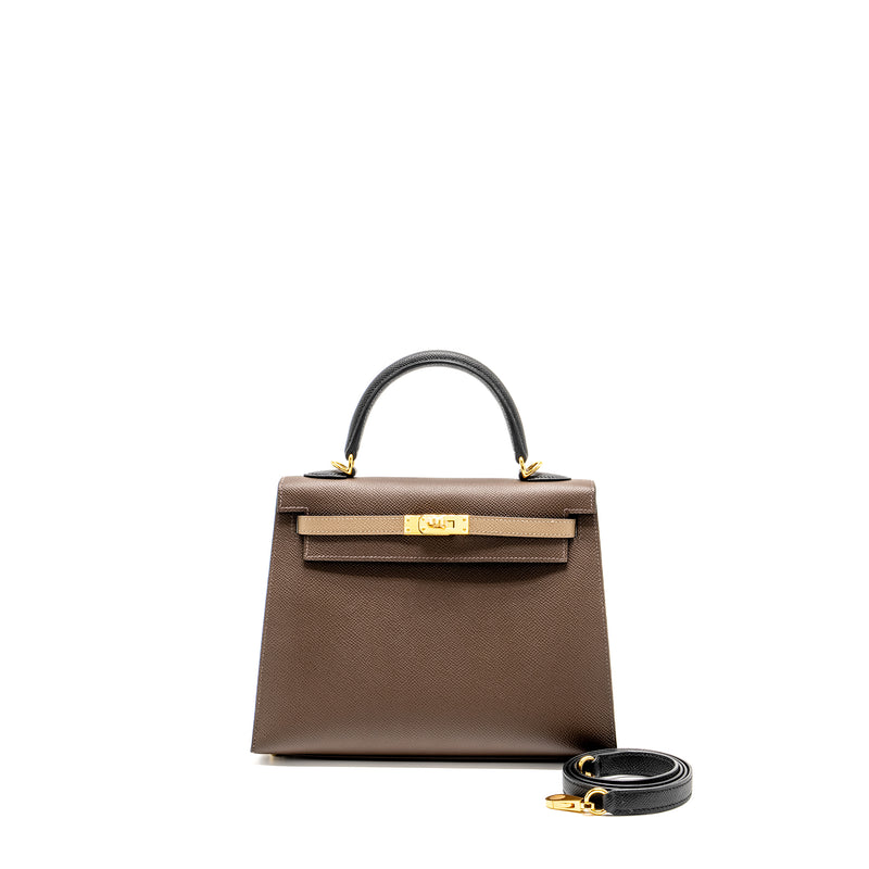 Hermes Kelly 25 Epsom Ecorce/Etoupe/Noir GHW Stamp B