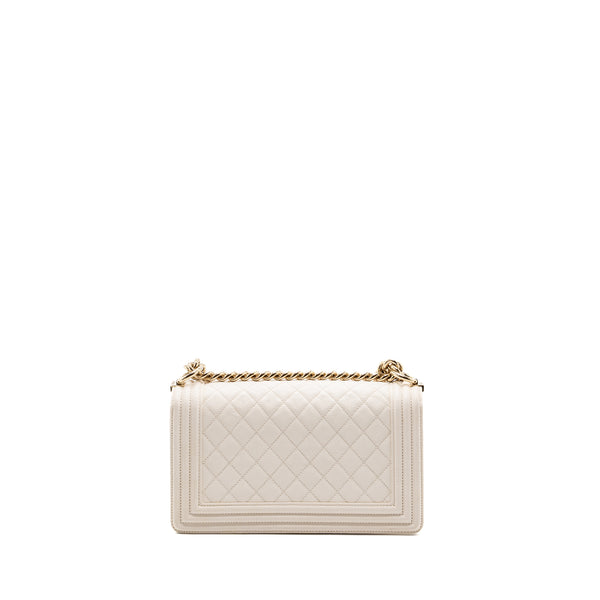 CHANEL MEDIUM LE BOY CAVIAR WHITE LGHW