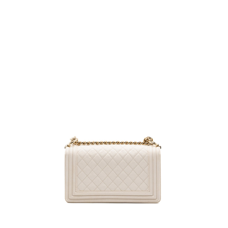 CHANEL MEDIUM LE BOY CAVIAR WHITE LGHW