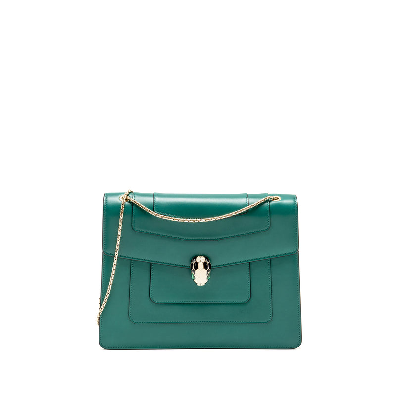 BVLGARI Serpenti Forever Shoulder Bag Calfskin Green LGHW