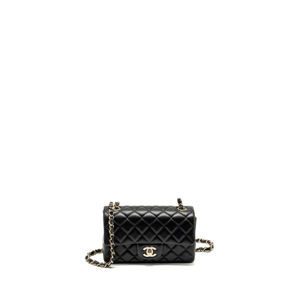 Chanel Mini Rectangular Flap Bag Lambskin Black LGHW (microchip)