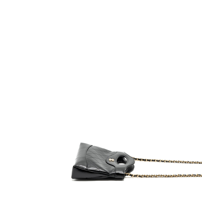 Chanel 24c Mini 31 Clutch With Chain Shiny Calfskin  Black LGHW(Microchip)