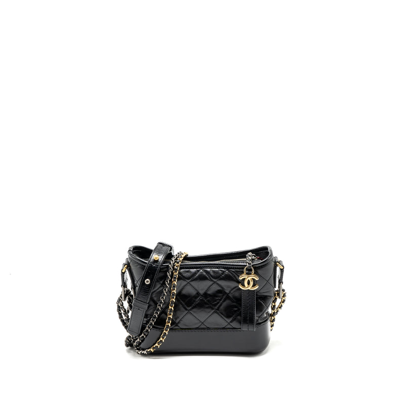 Chanel Small Gabrielle Hobo Bag Aged Calfskin Black Multicolour Hardware