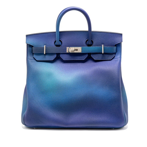Hermes Hac Birkin 40 Cosmos Limited Edition Togo Blue Nuit / Violet Brushed SHW Stamp Y