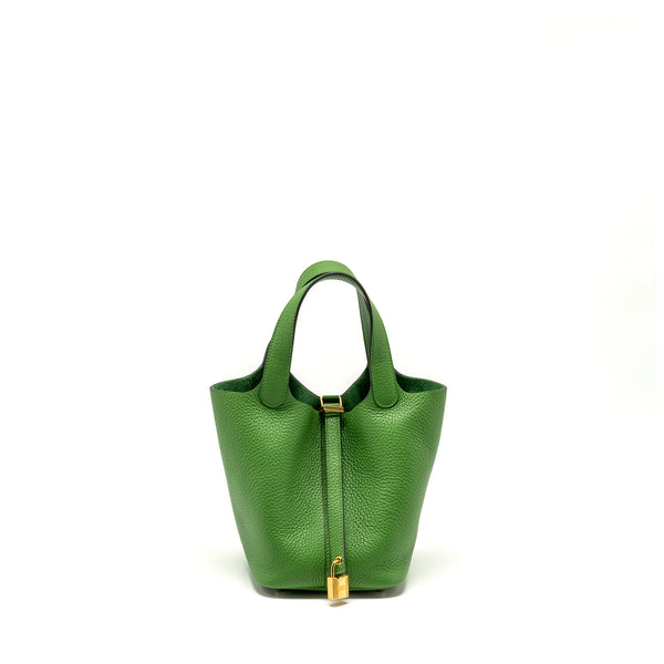 Hermes picotin 18 lock bag Clemence Vert Yucca GHW stamp B