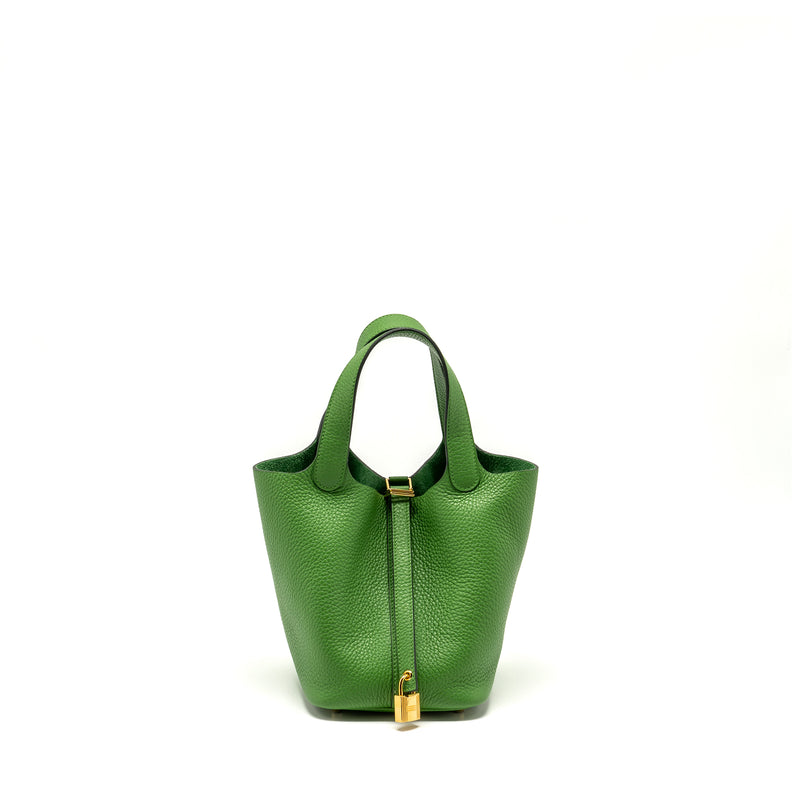Hermes picotin 18 lock bag Clemence Vert Yucca GHW stamp B