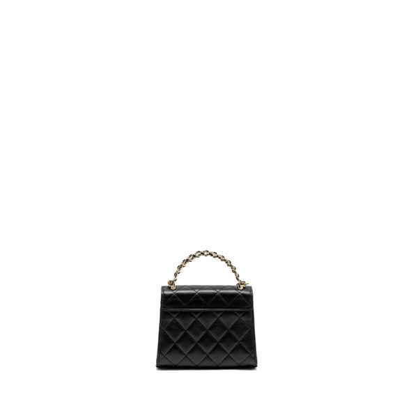 Chanel Top Handle Mini Flap Bag with Chain caviar black LGHW (microchip)