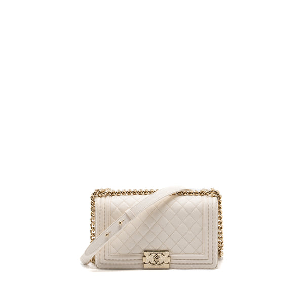 CHANEL MEDIUM LE BOY CAVIAR WHITE LGHW