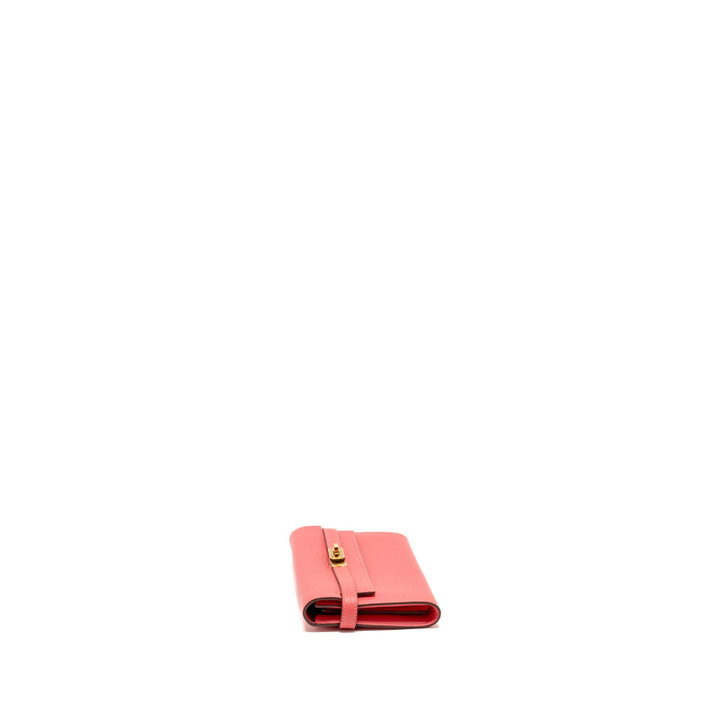 Hermes Kelly Long Wallet Chèvre Mysore Rose Lipstick GHW Stamp A