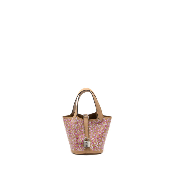 Hermes Lucky Daisy Micro Picotin Swift Chai-Rose-Blanc/Chai SHW Stamp U